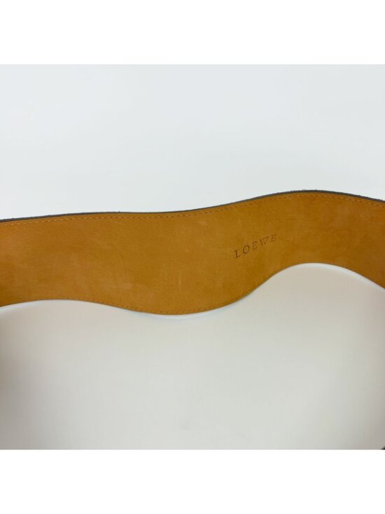 Loewe Suede Wide Hook Buckle Belt Brown Silver Vintage